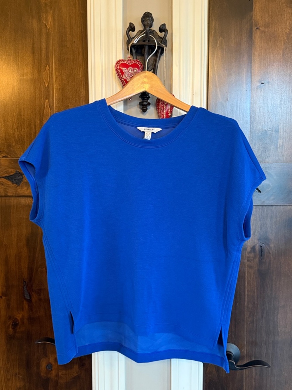 Spanx AirEssentials Cobalt Blue Boxy Short Sleeve Tee L